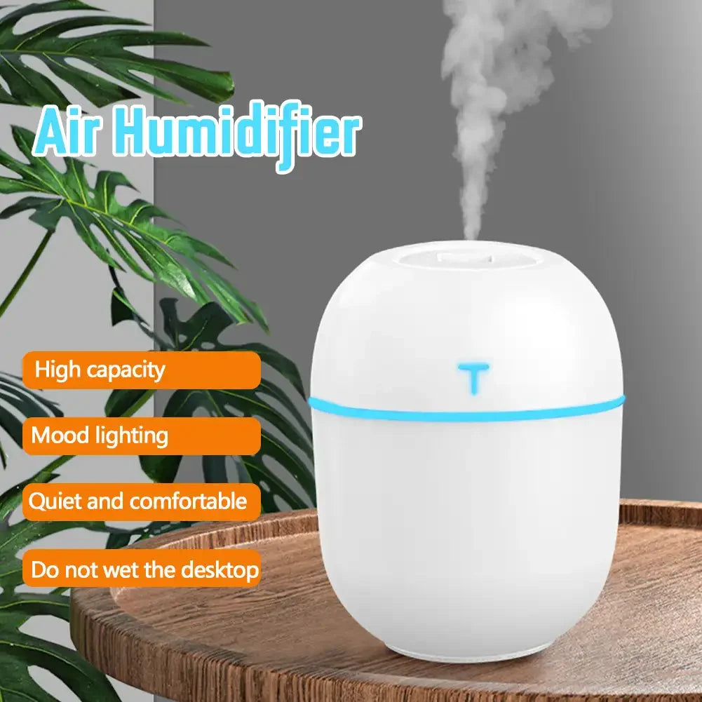 220ML Mini Air Humidifier with Night Light USB Plug-in Cool Mist Sprayer Portable For Car Bedroom Office Home Appliance