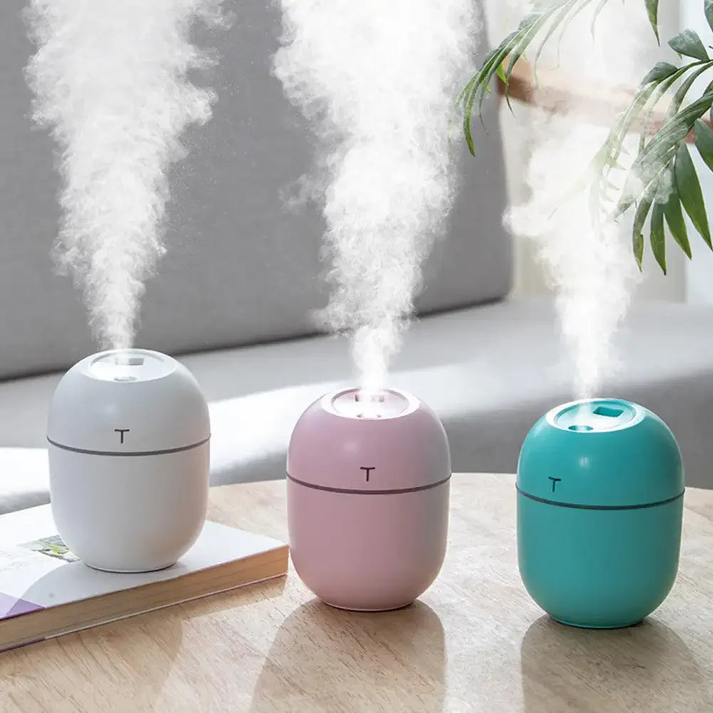 220ML Mini Air Humidifier with Night Light USB Plug-in Cool Mist Sprayer Portable For Car Bedroom Office Home Appliance